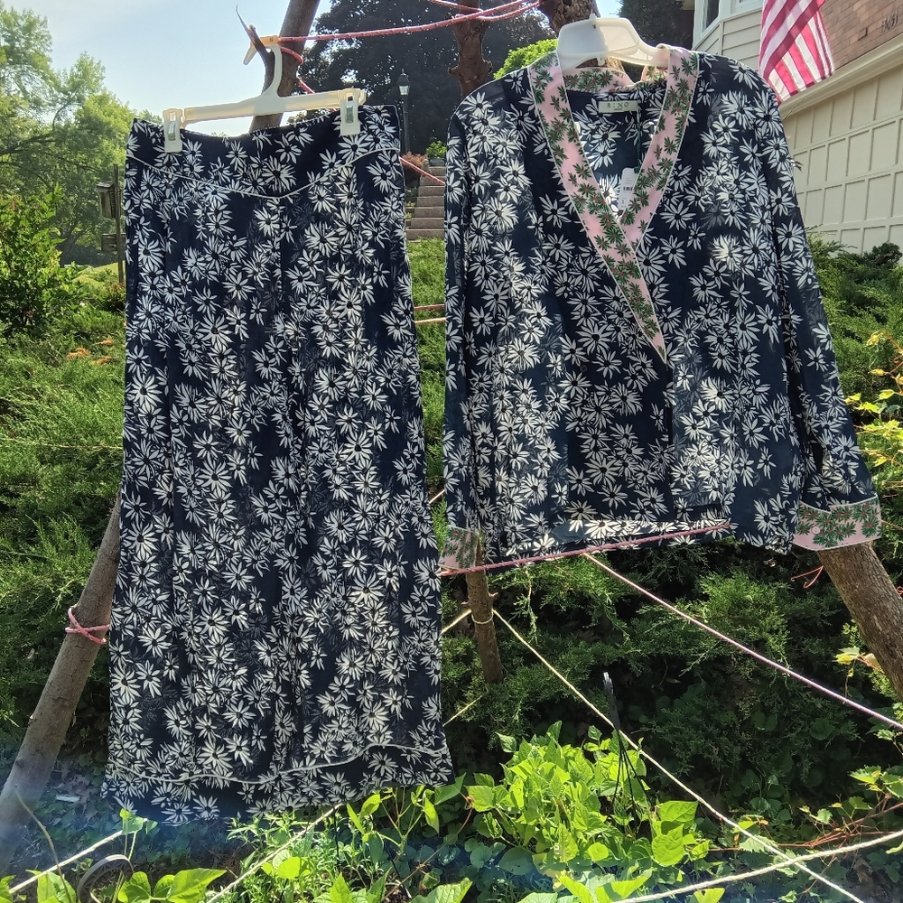 RIXO Navy and White Floral Intimate Set
